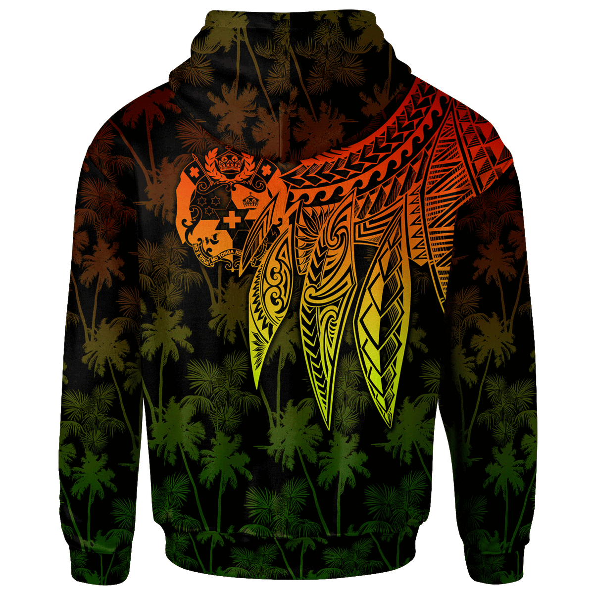 Tonga Custom Hoodie Polynesian Wings (Reggae) - Polynesian Pride