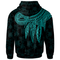 American Samoa Zip up Hoodie Polynesian Wings (Turquoise) - Polynesian Pride