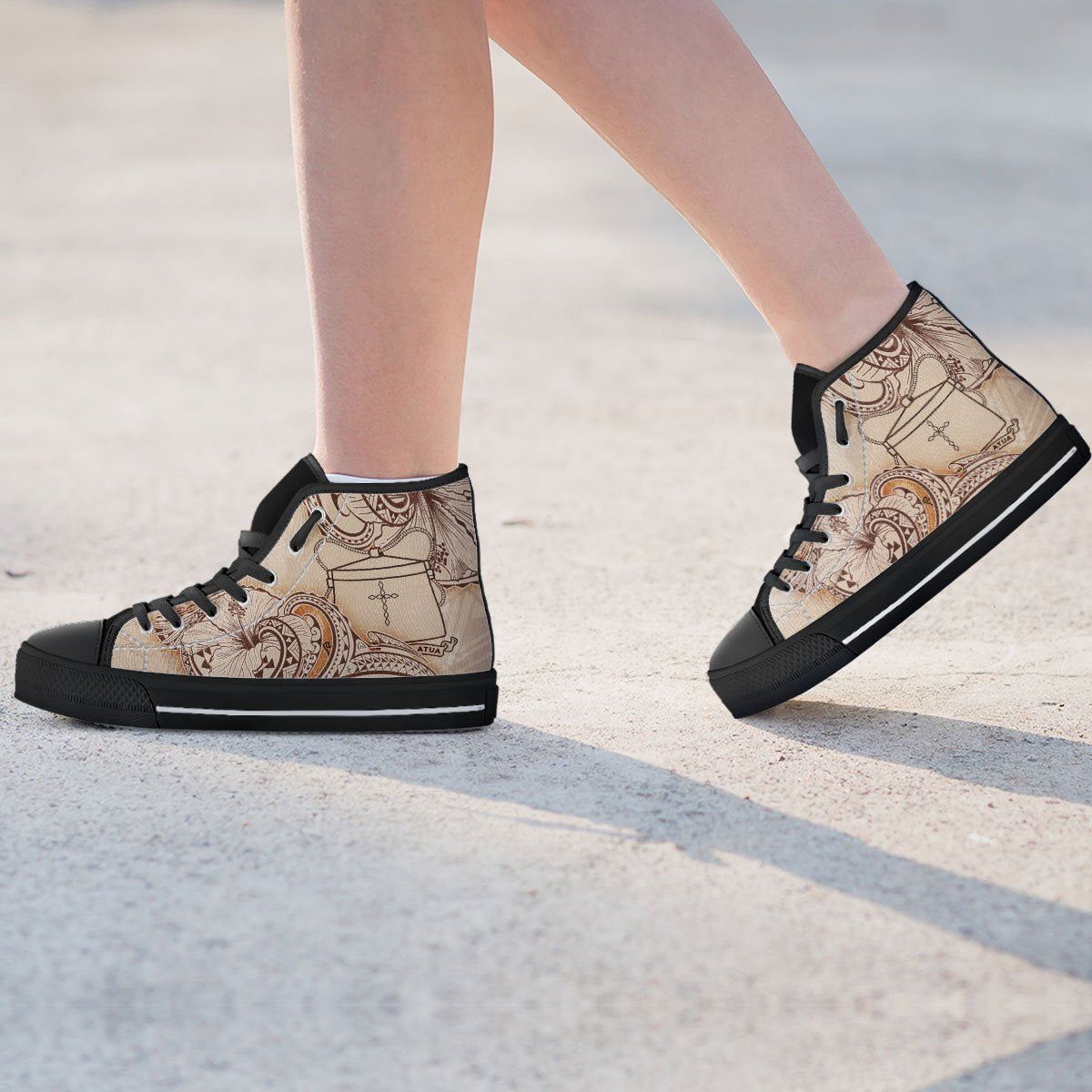 Tokelau High Top Shoes - Hibiscus Flowers Vintage Style - Polynesian Pride