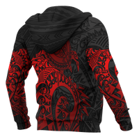 American Samoa Hoodie Polynesian Turtle (Full Red) - Polynesian Pride