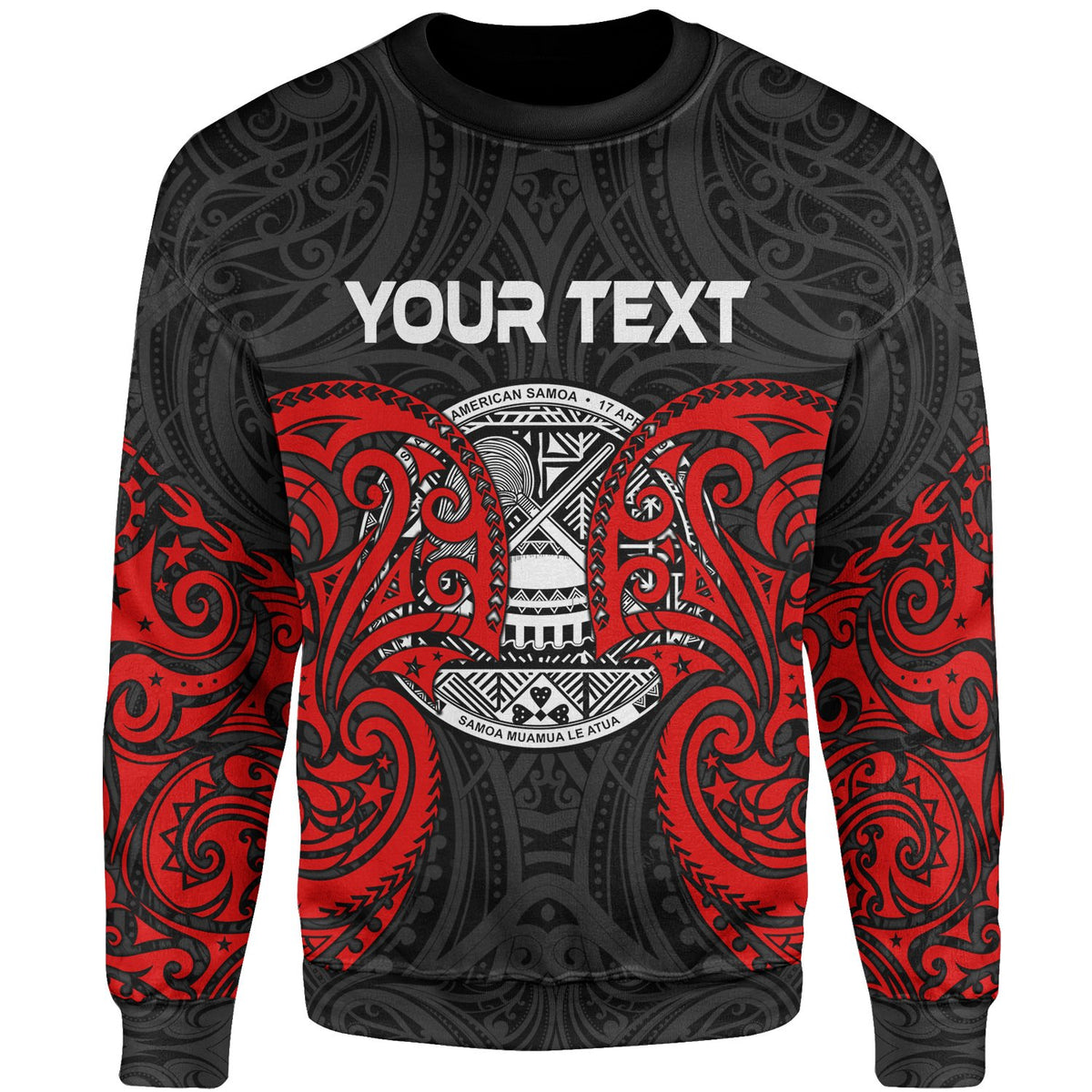 American Samoa Polynesian Custom Personalised Sweater - Spirit Style Unisex Black - Polynesian Pride