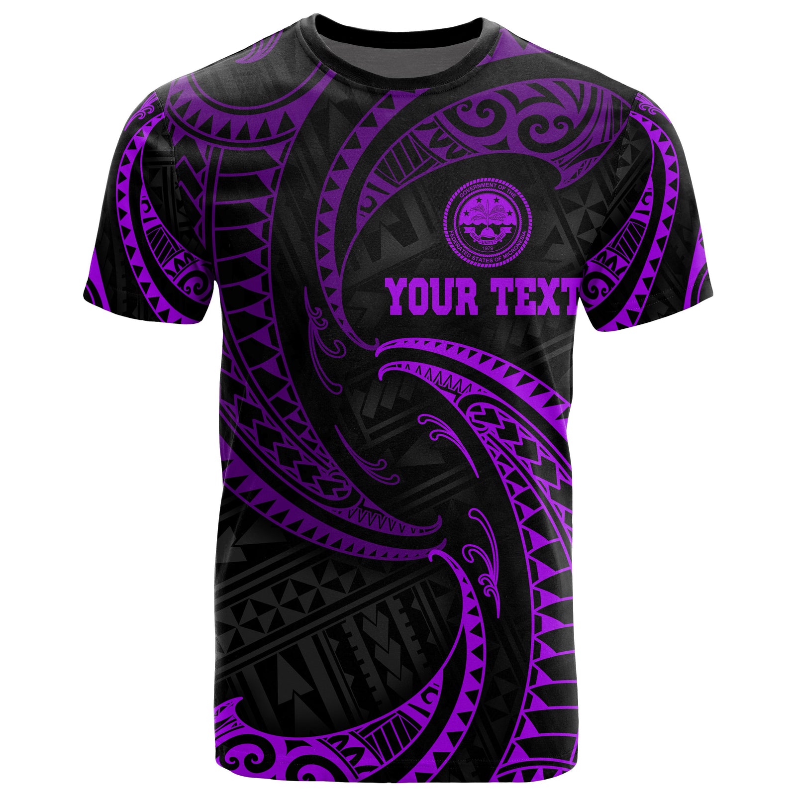 Federated States of Micronesia Custom T Shirt Purple Tribal Wave Unisex Purple - Polynesian Pride