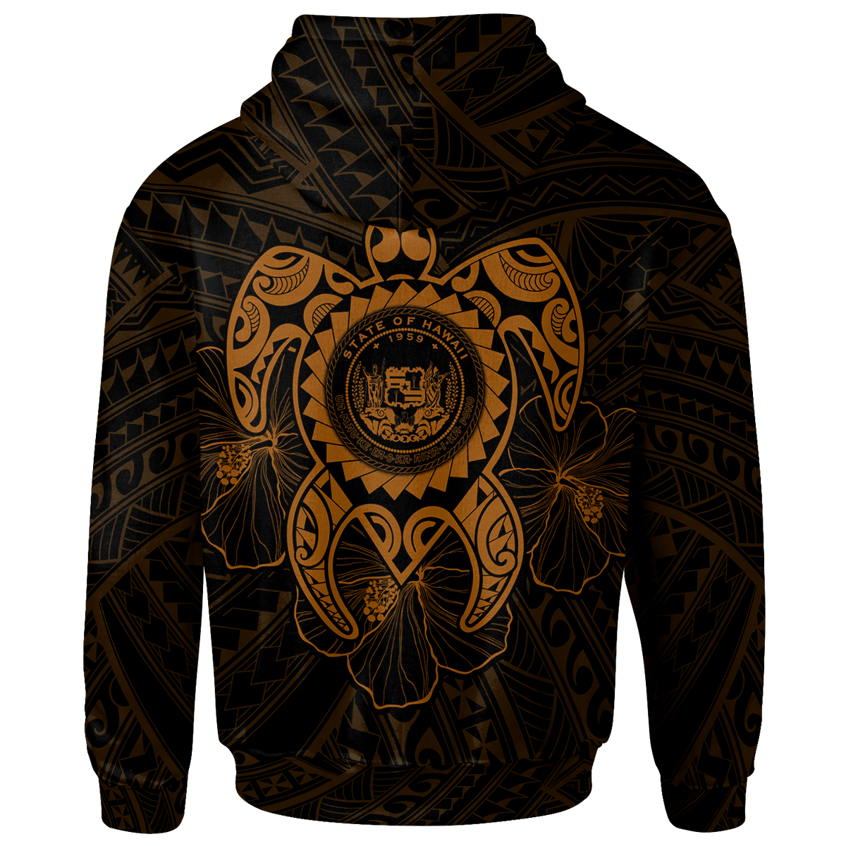 Hawaii Polynesian Hoodie Vintage Polynesian Turtle (Golden) - Polynesian Pride