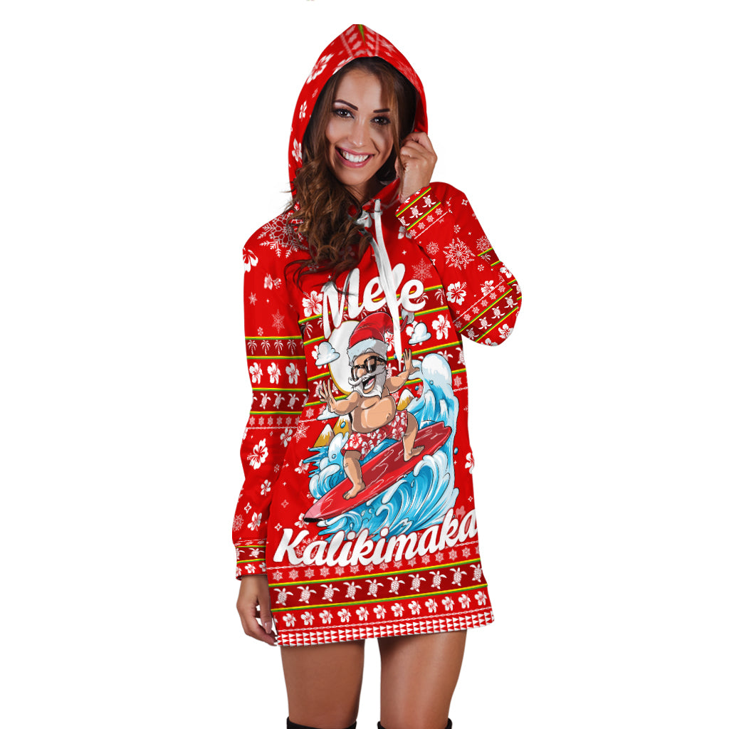 (Custom Personalised) Hawaii Christmas Santas Surf Mele Kalikimaka Hoodie Dress - LT2 - Polynesian Pride