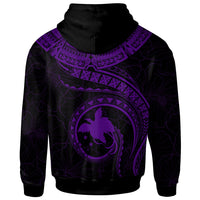 Papua New Guinea Polynesian Custom Zip up Hoodie Papua New Guinea Waves (Purple) - Polynesian Pride