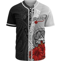 American Samoa Polynesian Custom Personalised Baseball Shirt - Coat Of Arm With Hibiscus White Unisex White - Polynesian Pride