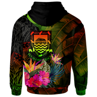Tuvalu Polynesian Hoodie Hibiscus and Banana Leaves - Polynesian Pride