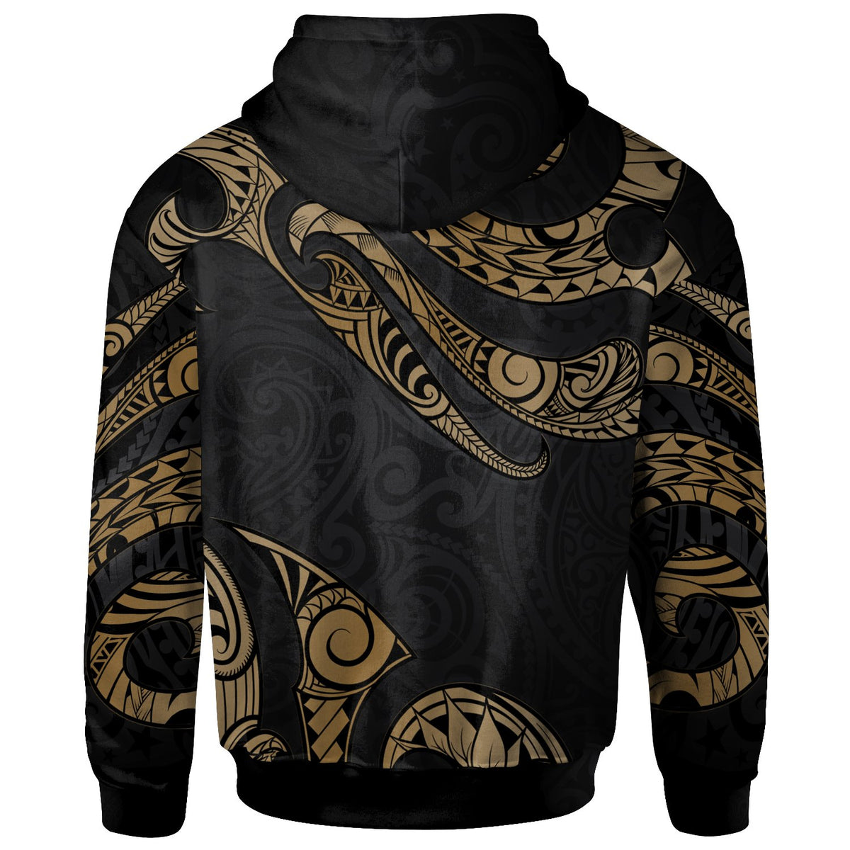 Fiji Polynesian Zip Hoodie Polynesian Tattoo Gold Version - Polynesian Pride