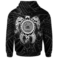 American Samoa Polynesian Custom Hoodie Vintage Polynesian Turtle (White) - Polynesian Pride
