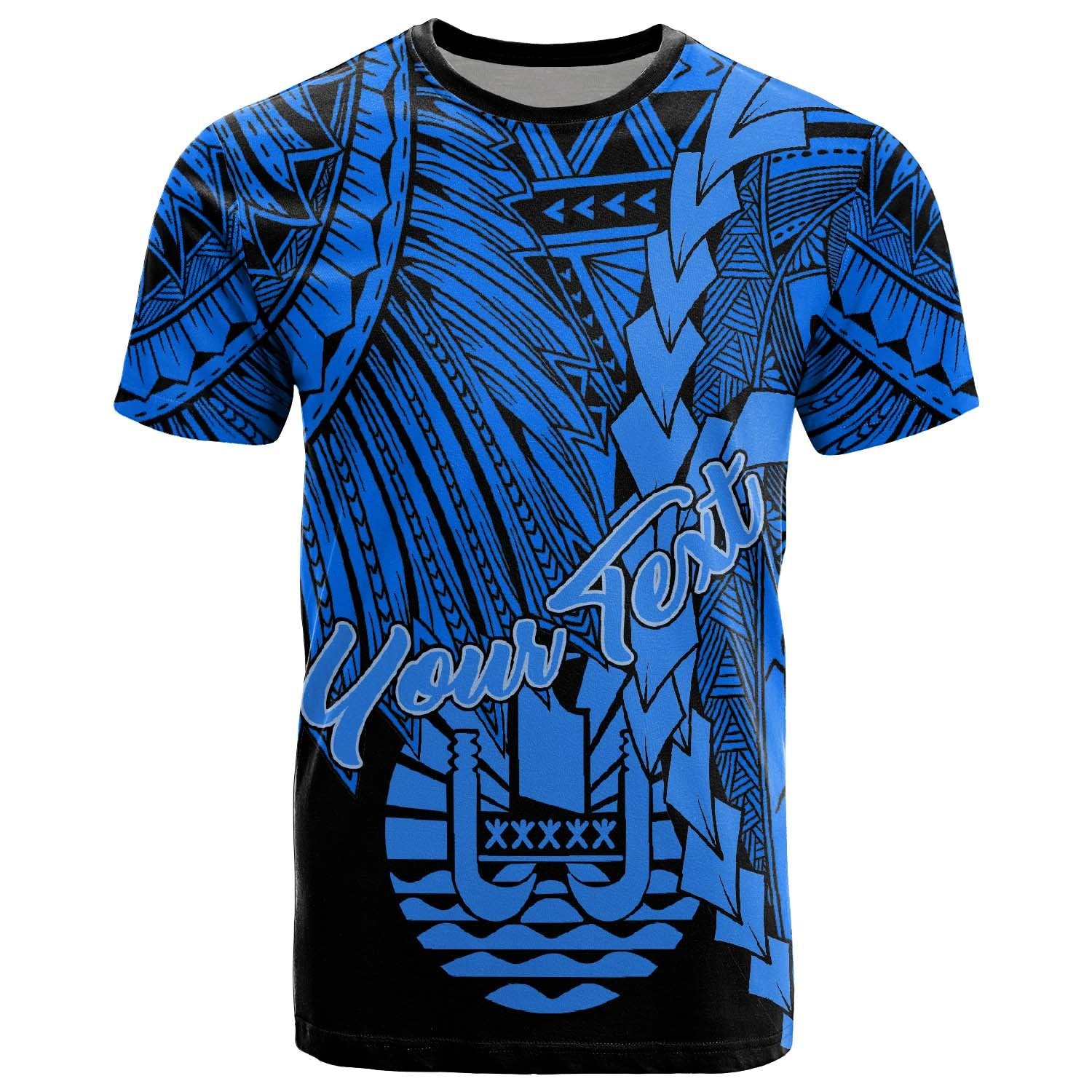 Tahiti Polynesian Custom T Shirt Tribal Wave Tattoo Blue Unisex Blue - Polynesian Pride