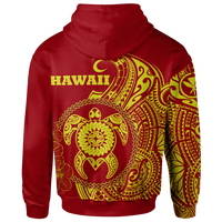 Hawaii Polynesian Custom Zip up Hoodie Vintage Polynesian Turtle (Red) - Polynesian Pride