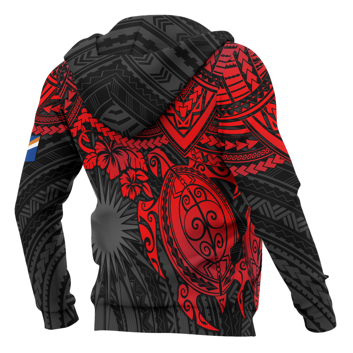 Marshall Islands Polynesian Hoodie Red Turtle - Polynesian Pride