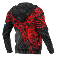 Marshall Islands Polynesian Hoodie Red Turtle - Polynesian Pride