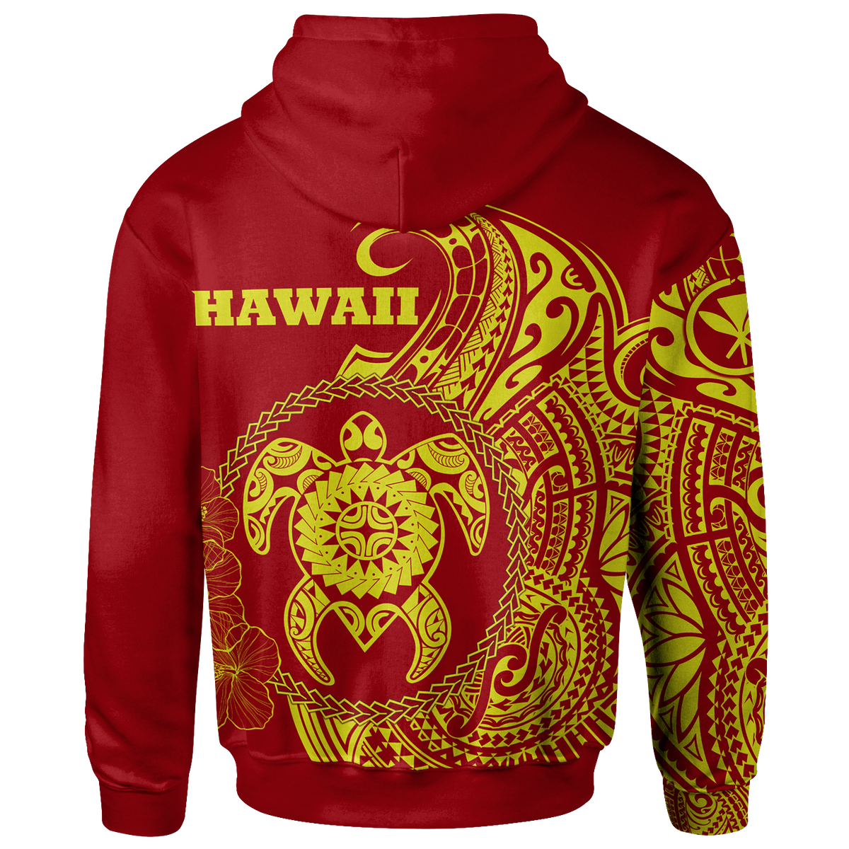 Hawaii Polynesian Custom Hoodie Vintage Polynesian Turtle (Red) - Polynesian Pride