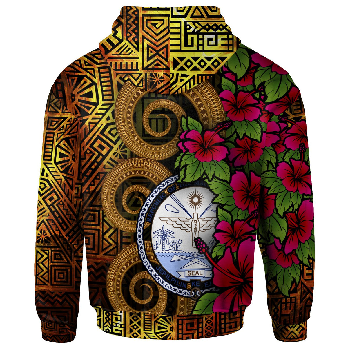 Marshall Islands Polynesian Hoodie Hibiscus Vintage - Polynesian Pride