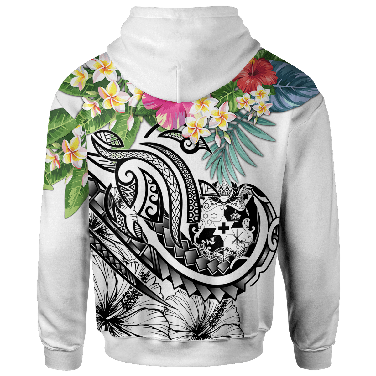 Tonga Polynesian Hoodie Summer Plumeria (White) - Polynesian Pride
