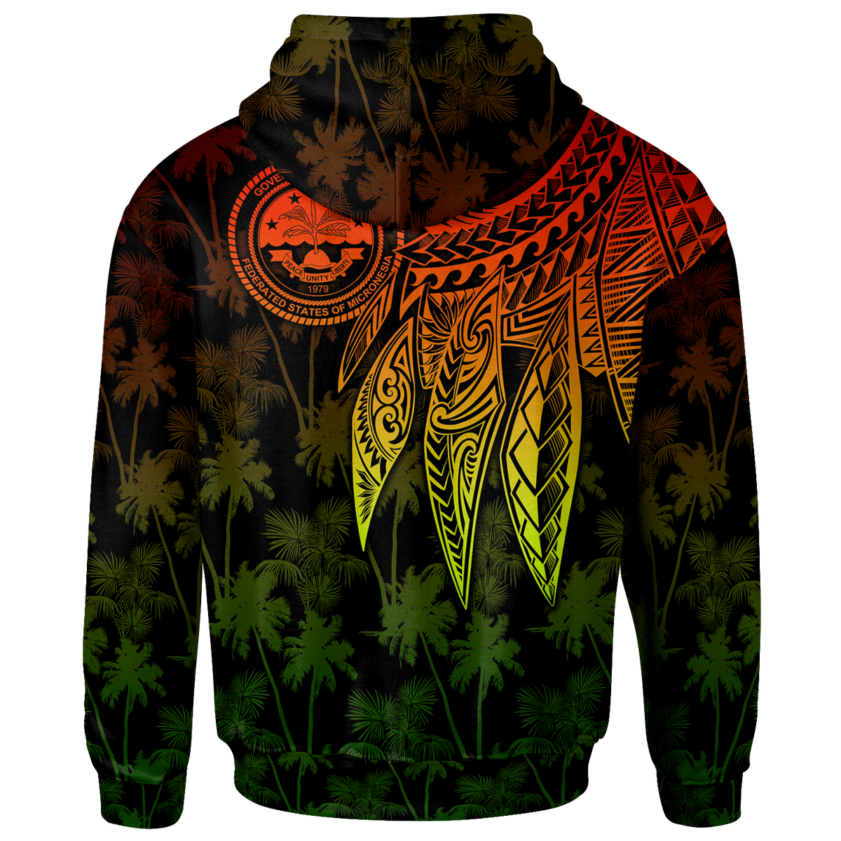 Federated States of Micronesia Custom Zip up Hoodie Polynesian Wings (Reggae) - Polynesian Pride