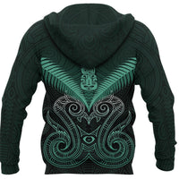 Maori Manaia New Zealand Zip up Hoodie Turquoise - Polynesian Pride