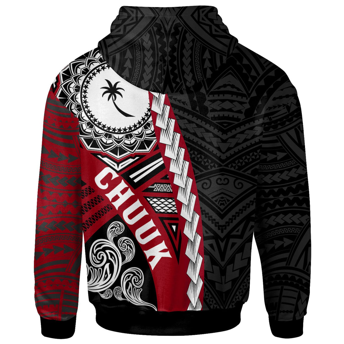 Chuuk Micronesia Polynesian Zip up Hoodie Wave Tattoo - Polynesian Pride