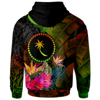 Chuuk Polynesian Custom Hoodie Hibiscus and Banana Leaves - Polynesian Pride