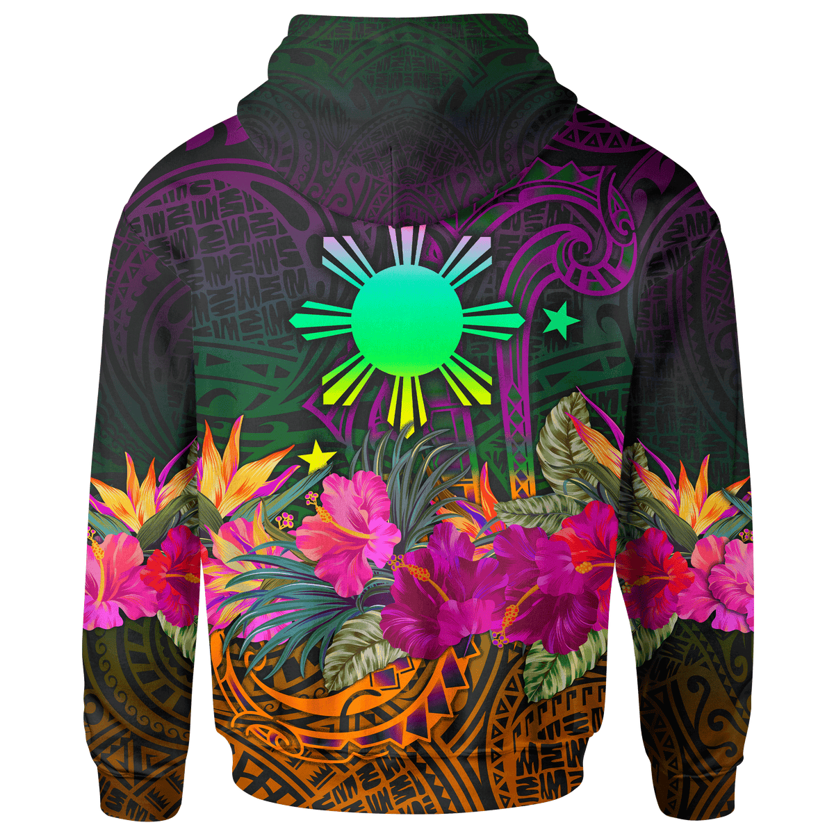 The Philippines Zip up Hoodie Summer Hibiscus - Polynesian Pride