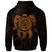 American Samoa Polynesian Hoodie Vintage Polynesian Turtle (Golden) - Polynesian Pride