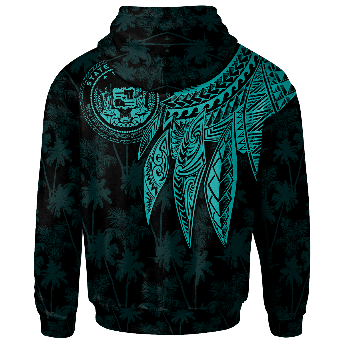 Polynesian Hawaii Custom Hoodie Polynesian Wings (Turquoise) - Polynesian Pride