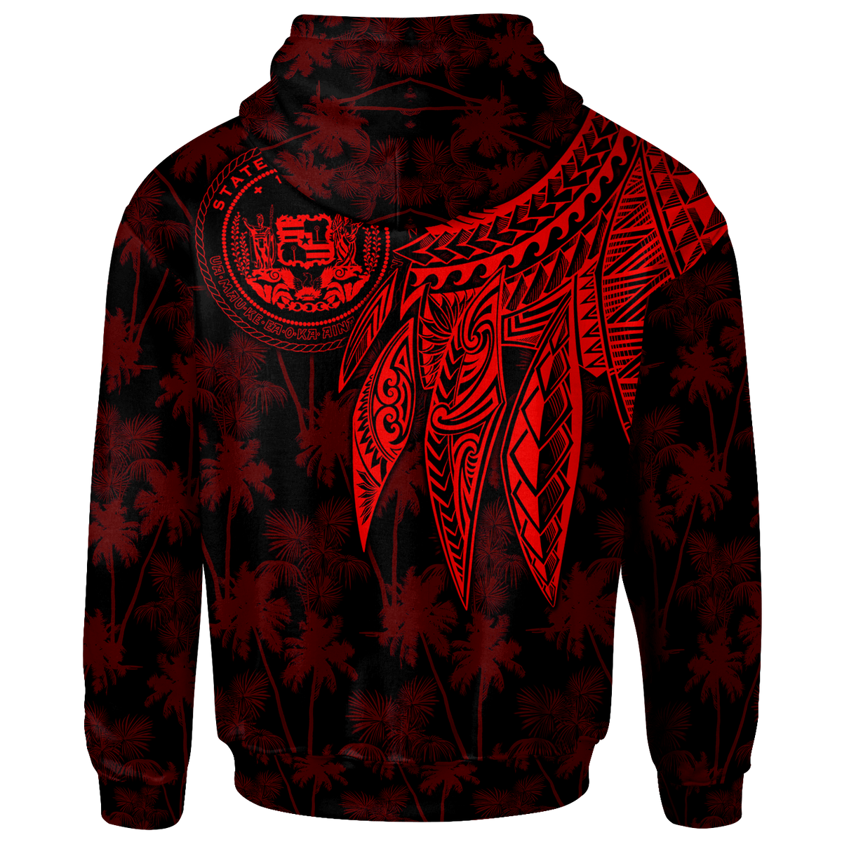 Polynesian Hawaii Custom Hoodie Polynesian Wings (Red) - Polynesian Pride