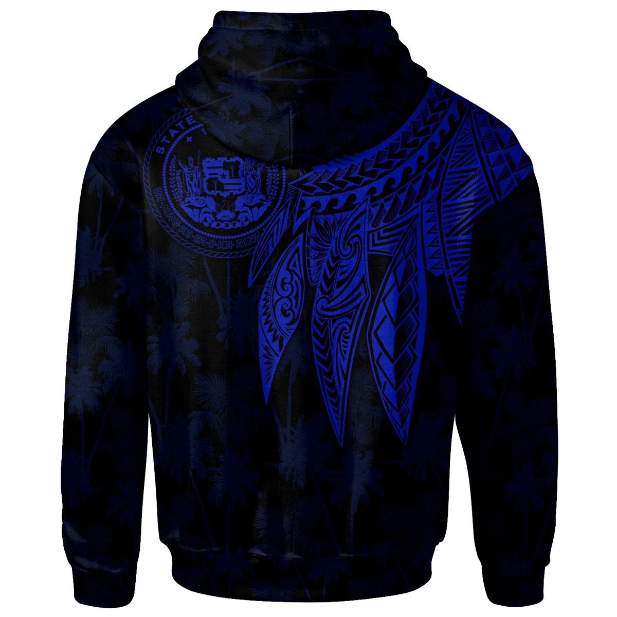 Polynesian Hawaii Custom Zip up Hoodie Polynesian Wings (Blue) - Polynesian Pride