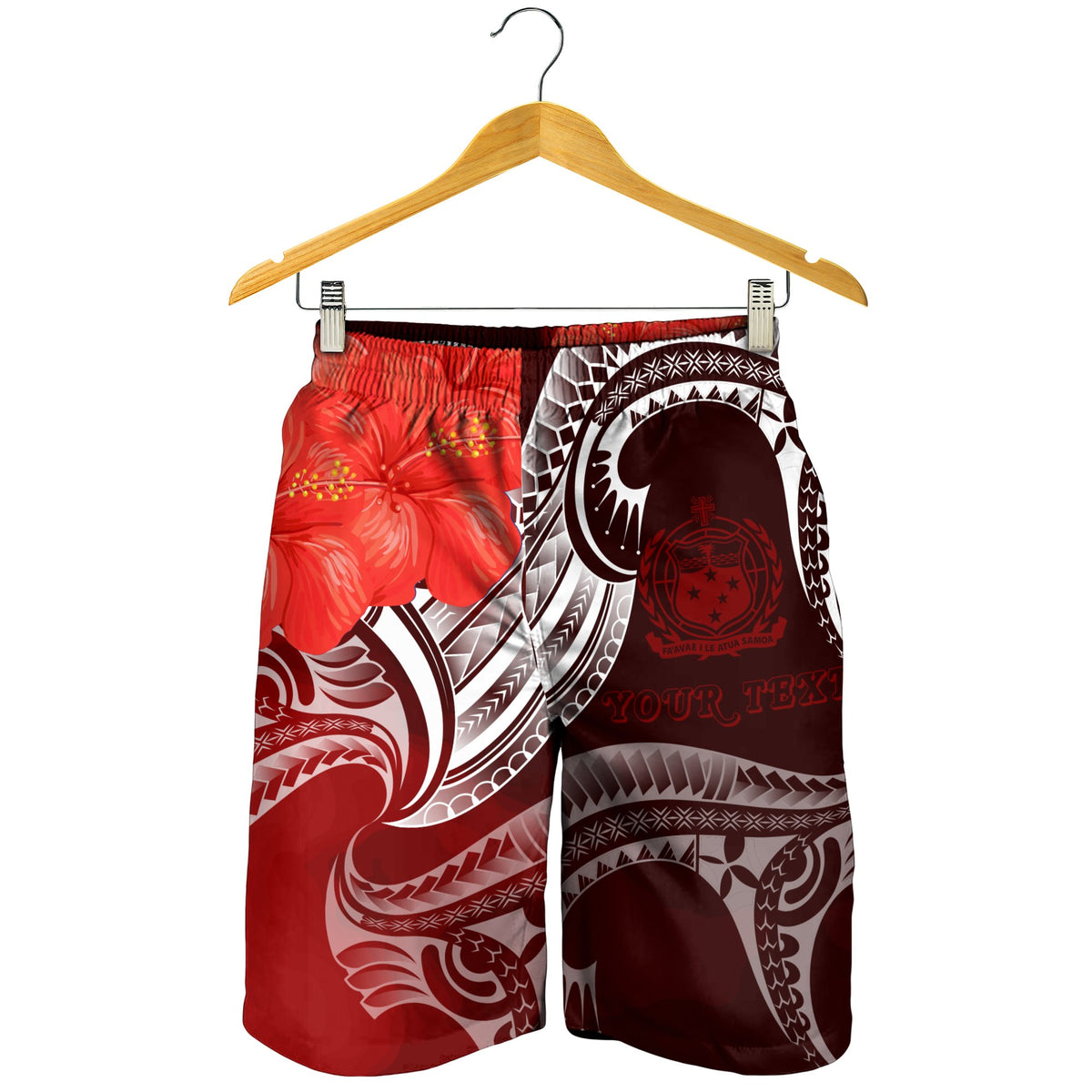 Samoa Custom Personalised Men's Shorts - Samoa Seal Wave Style (Red) - Polynesian Pride