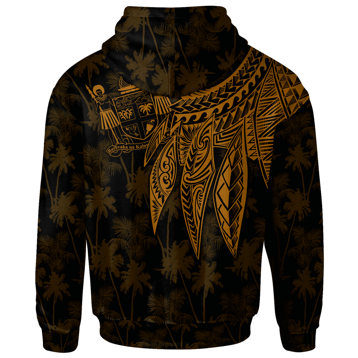Fiji Custom Hoodie Polynesian Wings (Golden) - Polynesian Pride