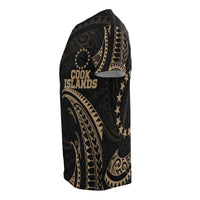 Cook Islands Polynesian T Shirt Gold Tribal Wave - Polynesian Pride