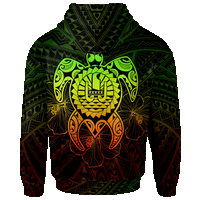 Tahiti Polynesian Zip up Hoodie Vintage Polynesian Turtle (Reggae) - Polynesian Pride