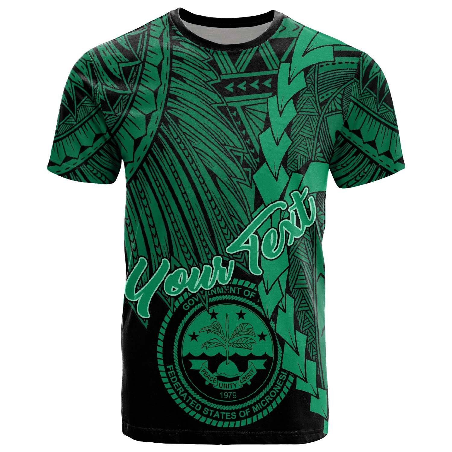 Federated States of Micronesia Custom T Shirt Tribal Wave Tattoo Green Unisex Green - Polynesian Pride