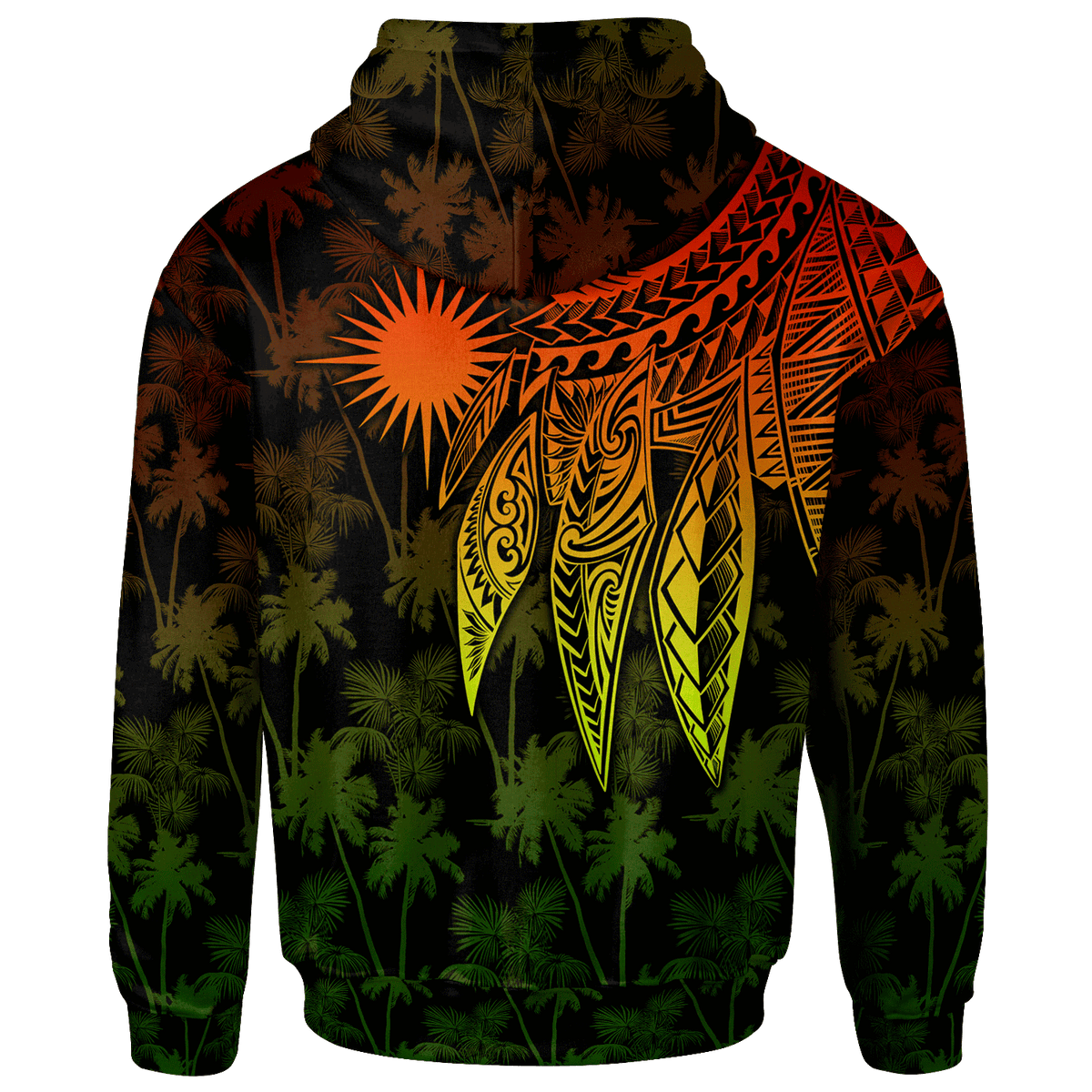 Marshall Islands Custom Zip up Hoodie Polynesian Wings (Reggae) - Polynesian Pride