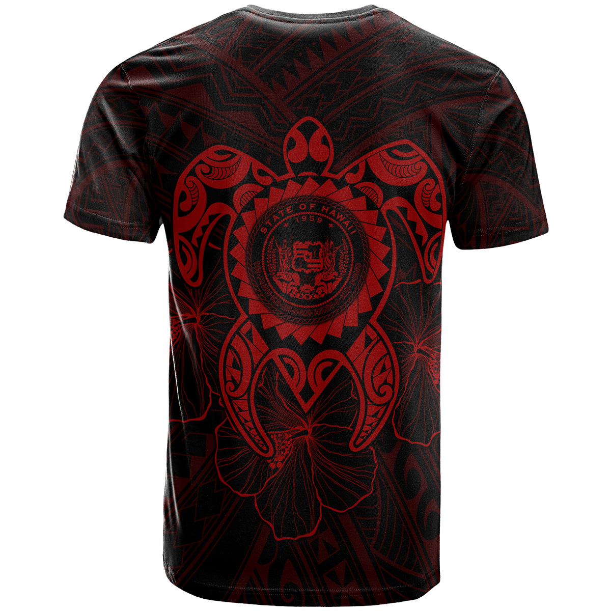Hawaii Polynesian T Shirt Vintage Polynesian Turtle (Red) - Polynesian Pride