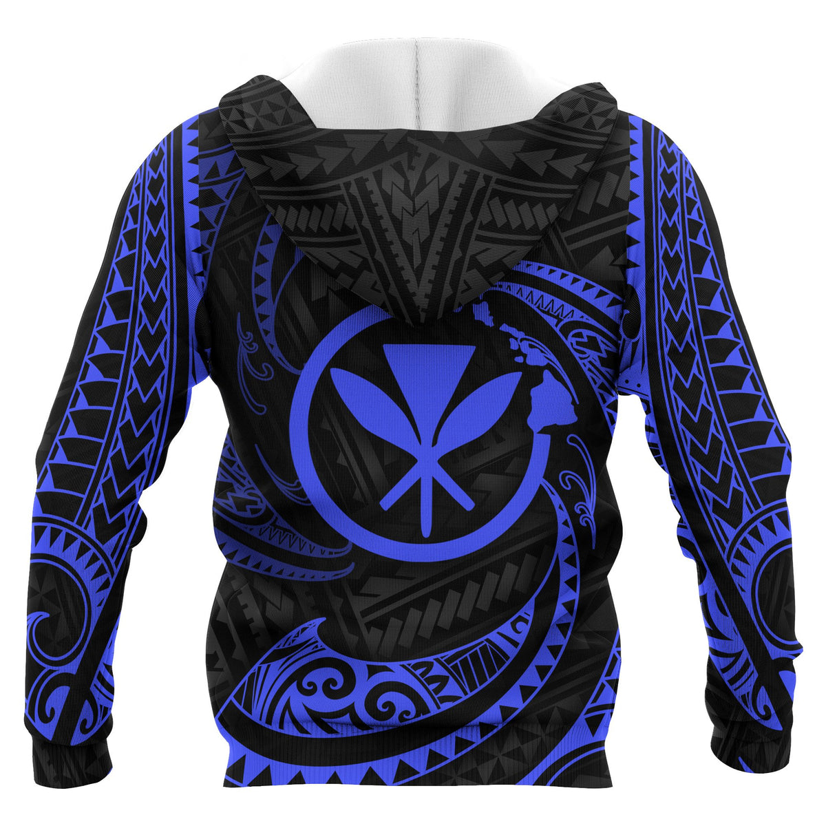 Hawaii Polynesian Custom Zip up Hoodie Blue Tribal Wave - Polynesian Pride