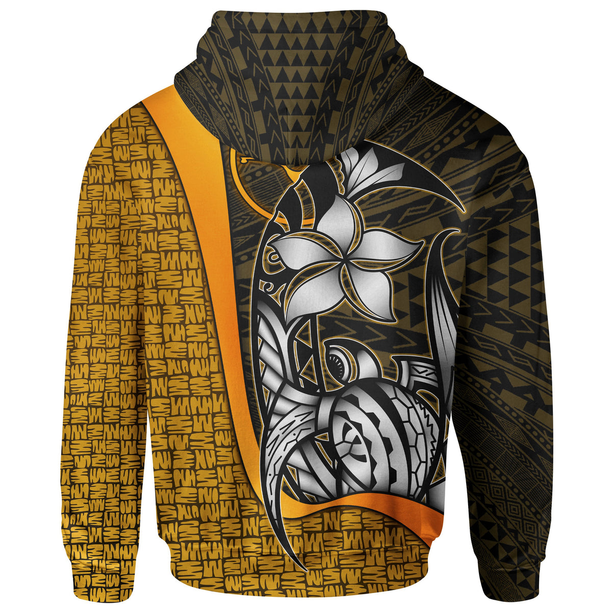 Yap Micronesian Zip up Hoodie Gold Turtle with Hook - Polynesian Pride