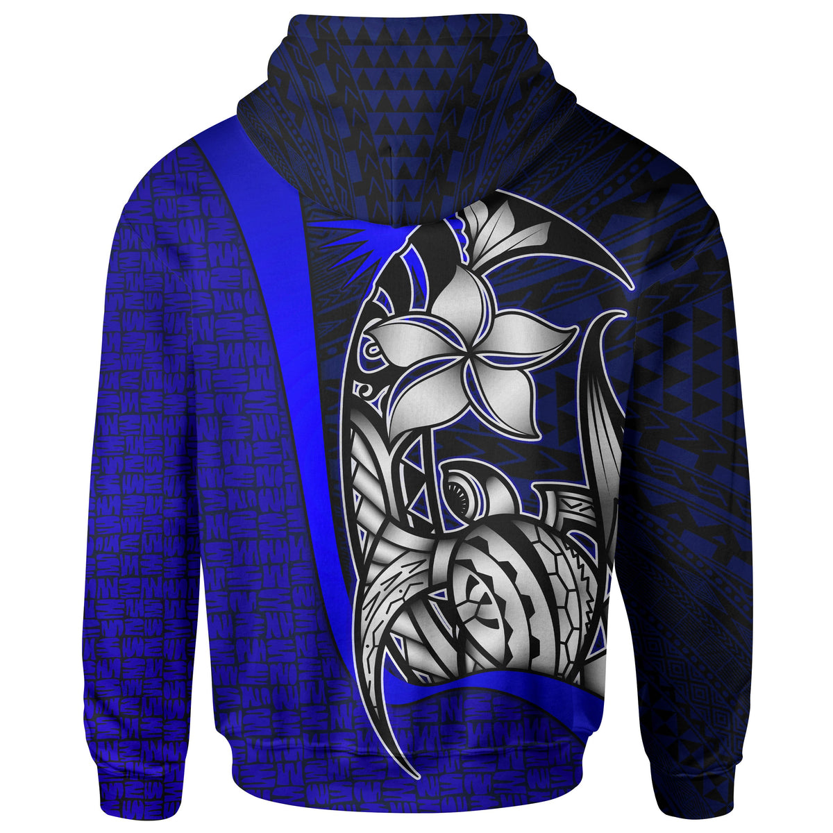 Marshall Islands Polynesian Zip up Hoodie Blue Turtle with Hook - Polynesian Pride