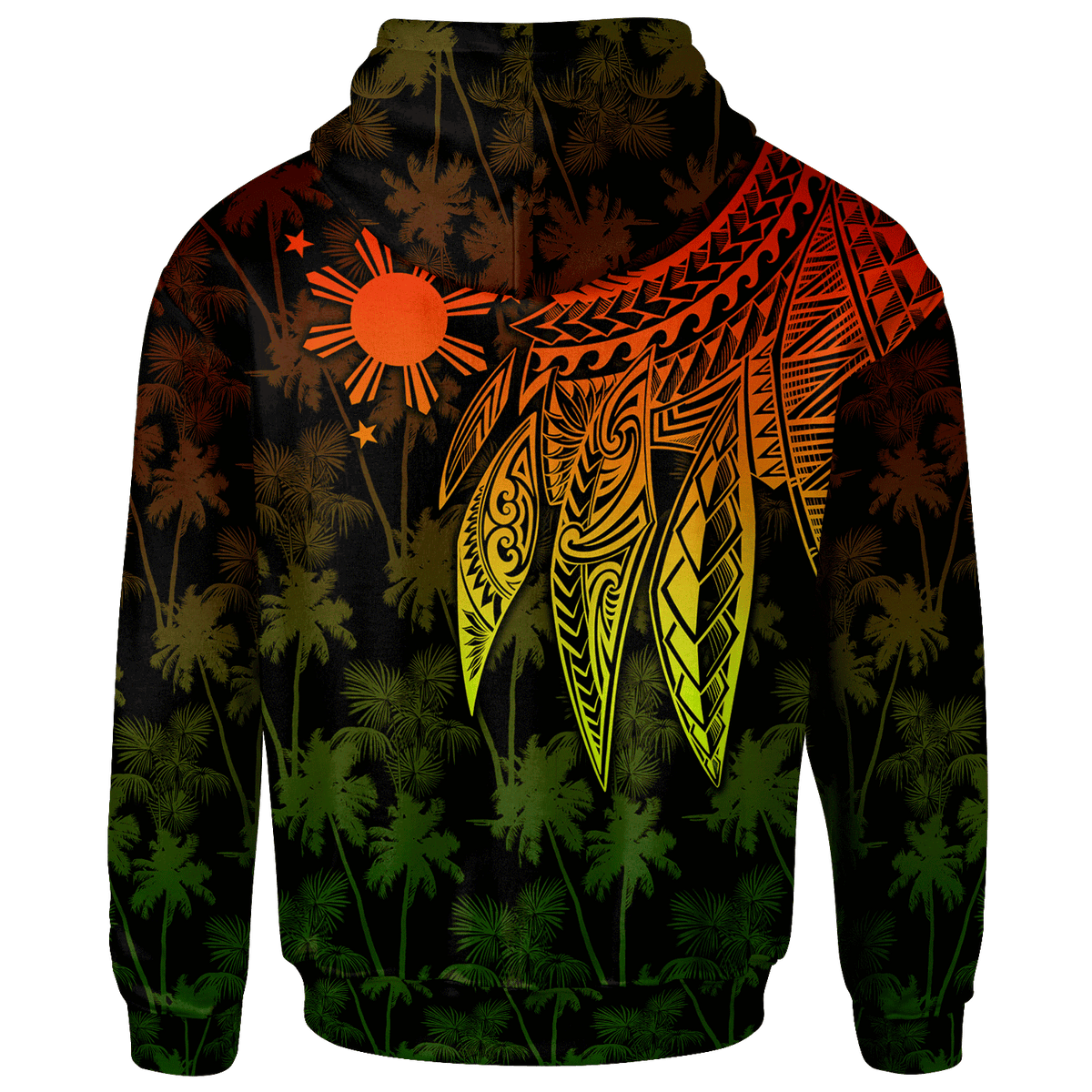 The Philippines Custom Zip up Hoodie Polynesian Wings (Reggae) - Polynesian Pride