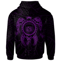 Hawaii Polynesian Custom Zip up Hoodie Vintage Polynesian Turtle (Purple) - Polynesian Pride