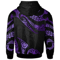 Tahiti Polynesian Custom Zip Hoodie Polynesian Tattoo Purple Version - Polynesian Pride