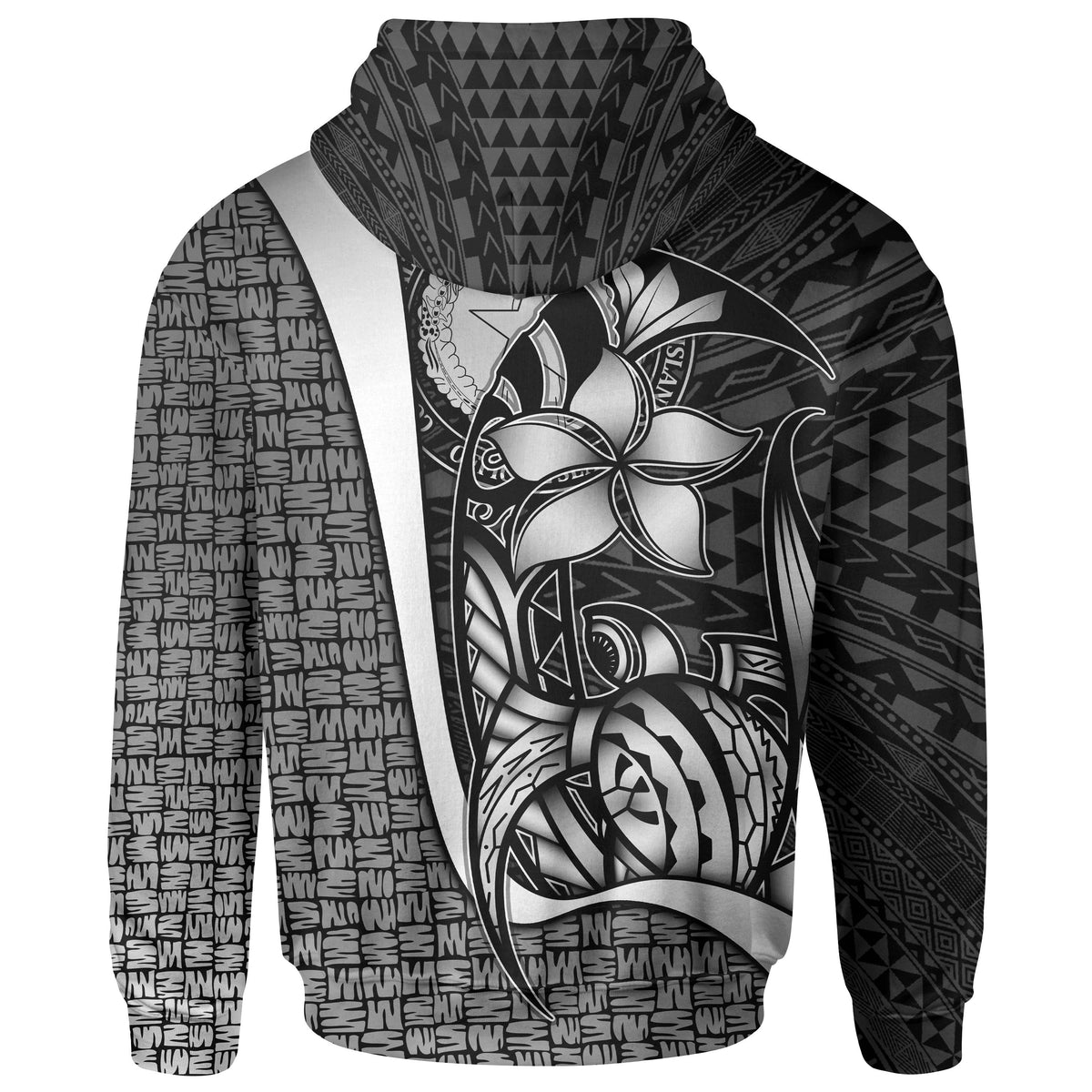 Northern Mariana Islands Polynesian Zip up Hoodie White Turtle with Hook - Polynesian Pride
