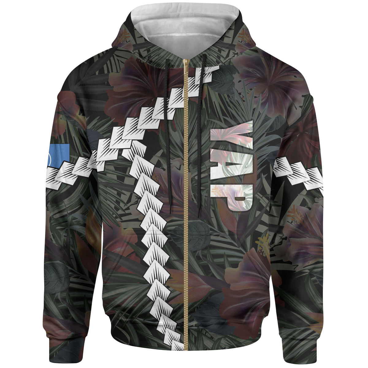 Yap Micronesian Zip up Hoodie Chain Polynesian Unisex BLACK - Polynesian Pride