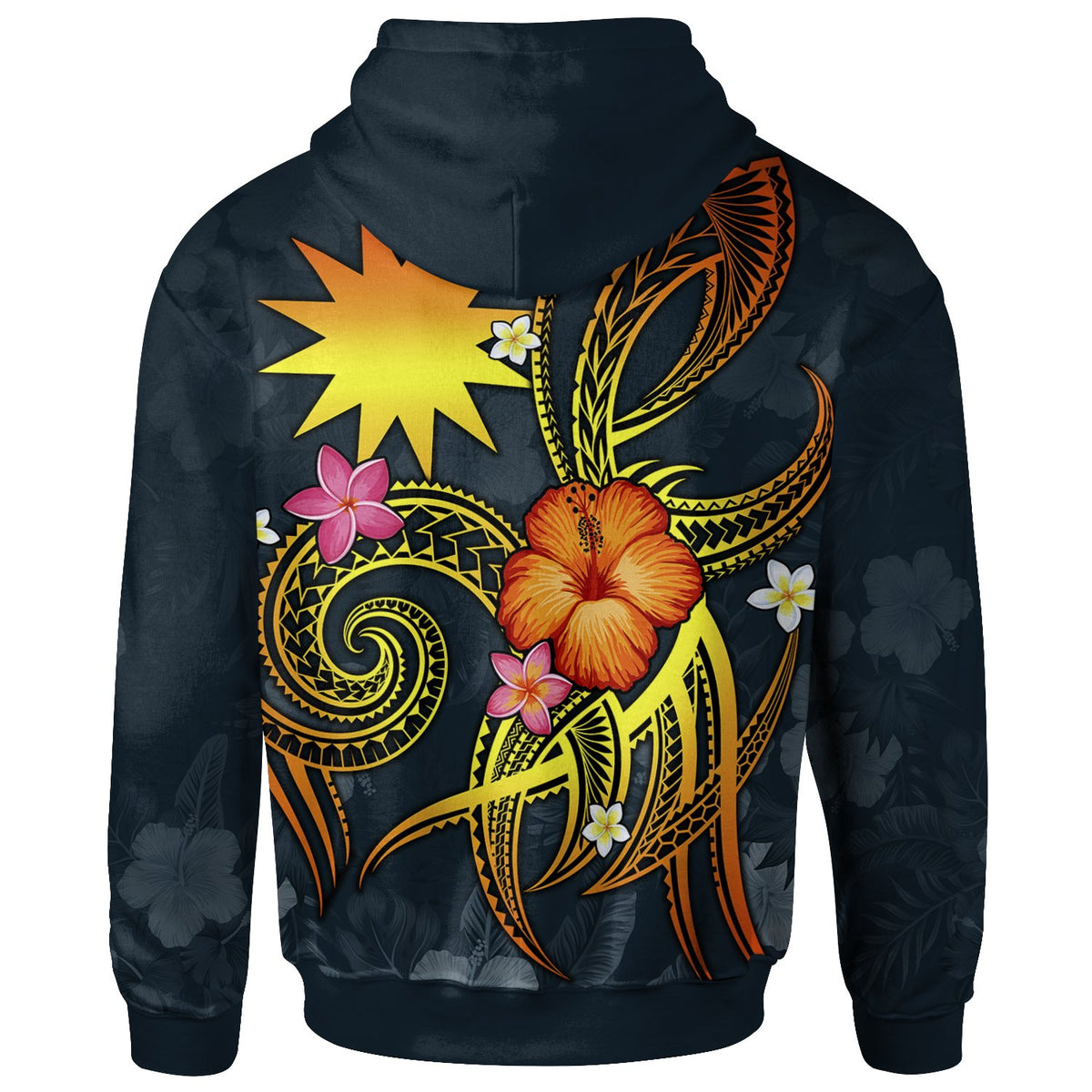Nauru Polynesian Zip up Hoodie Legend of Nauru (Blue) - Polynesian Pride