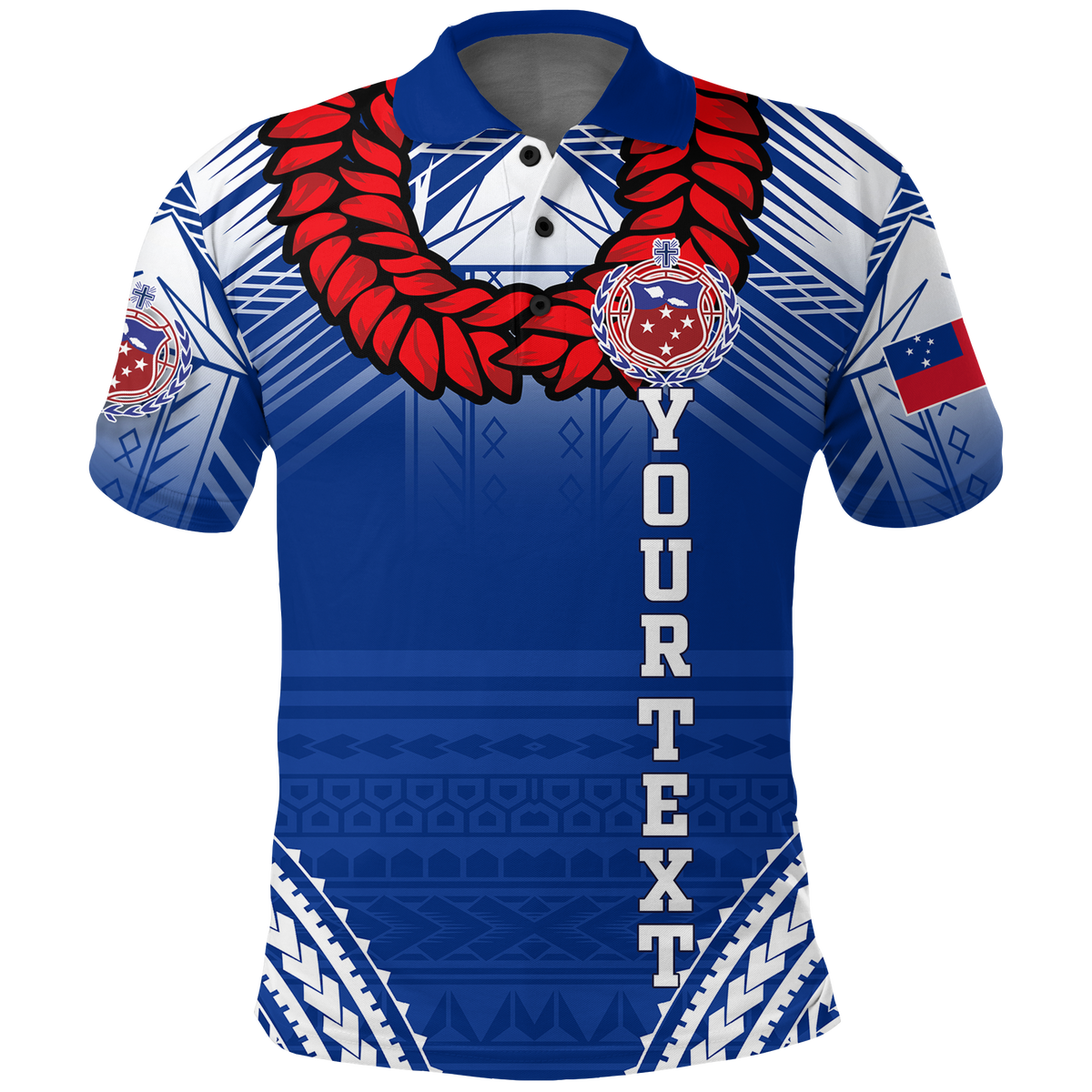 Custom Toa Samoa Rugby Ula Fala Art Polo Shirt LT12 Blue - Polynesian Pride