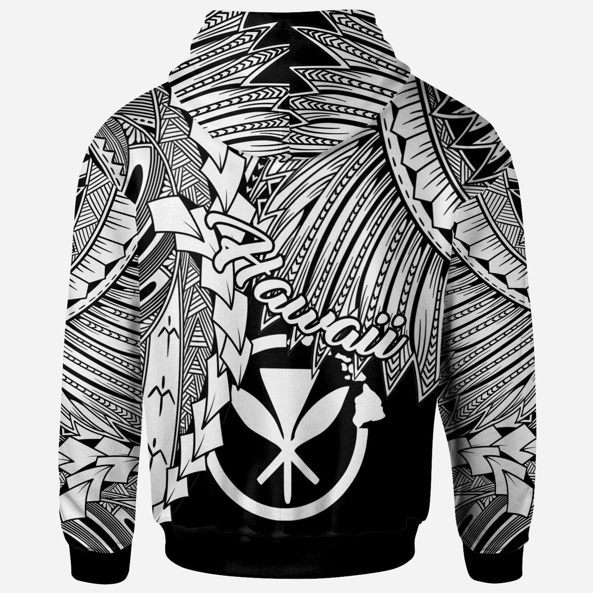 Polynesian Hawaii Custom Zip up Hoodie Tribal Wave Tattoo White - Polynesian Pride