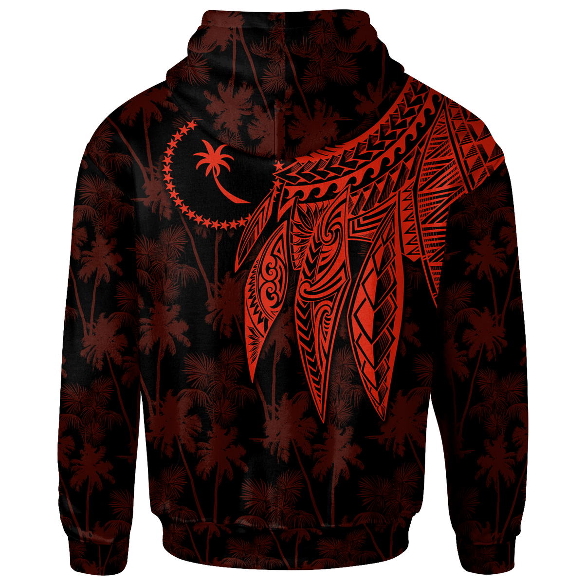 Chuuk Custom Zip up Hoodie Polynesian Wings (Red) - Polynesian Pride