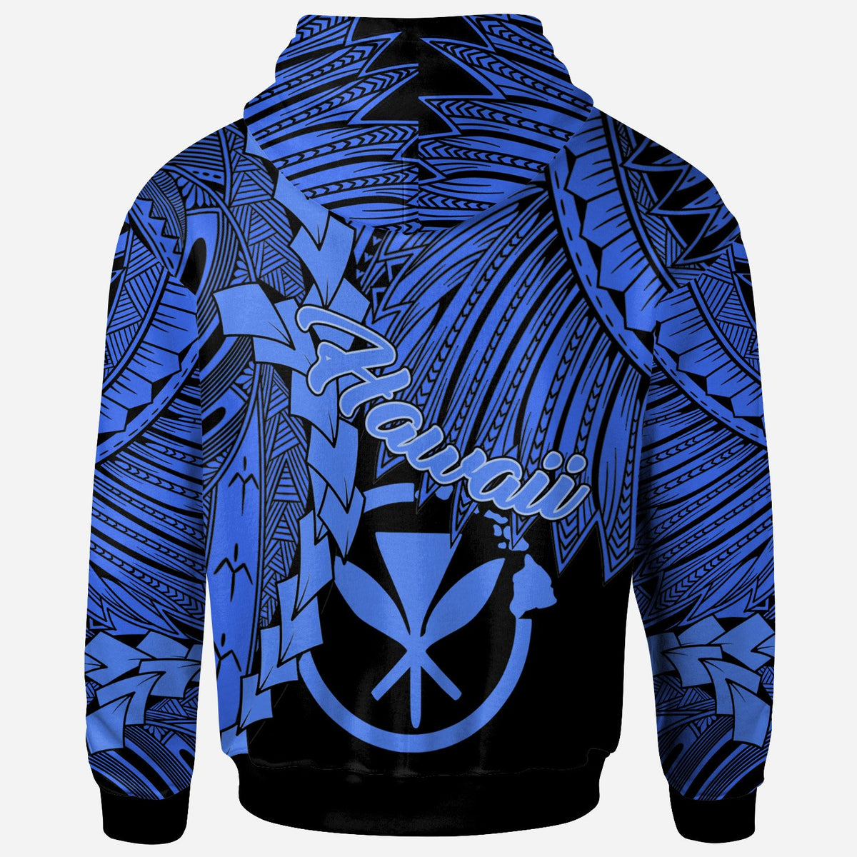 Polynesian Hawaii Custom Hoodie Tribal Wave Tattoo Blue - Polynesian Pride
