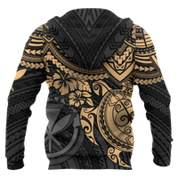 Polynesian Hawaii Hoodie (Zip up) Gold Turtle - Polynesian Pride